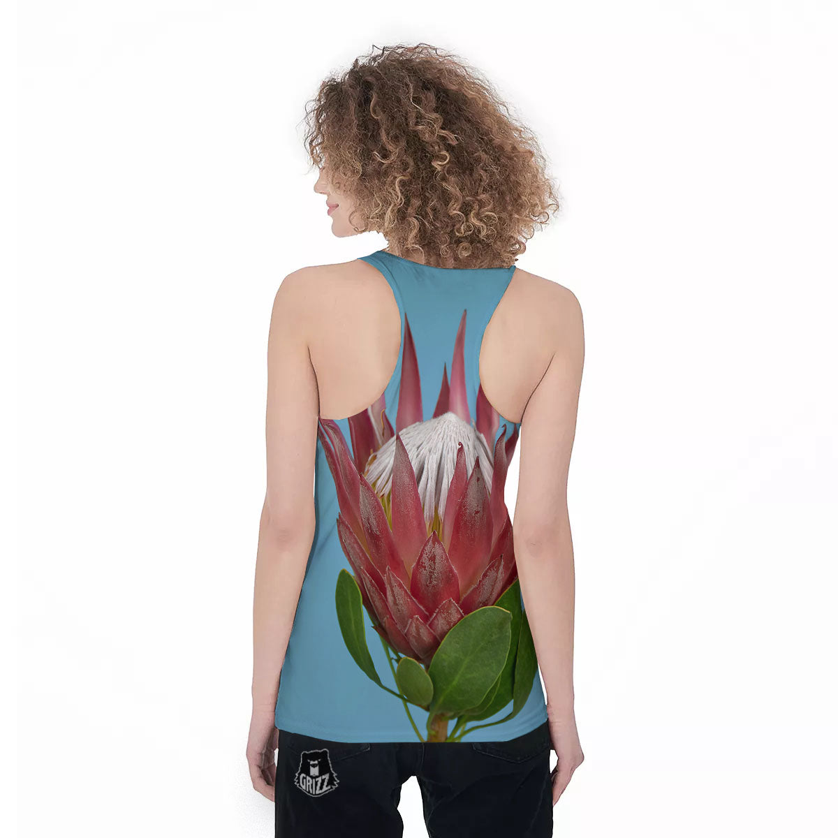 Flower Protea Print Women's Racerback Tank Top-grizzshop