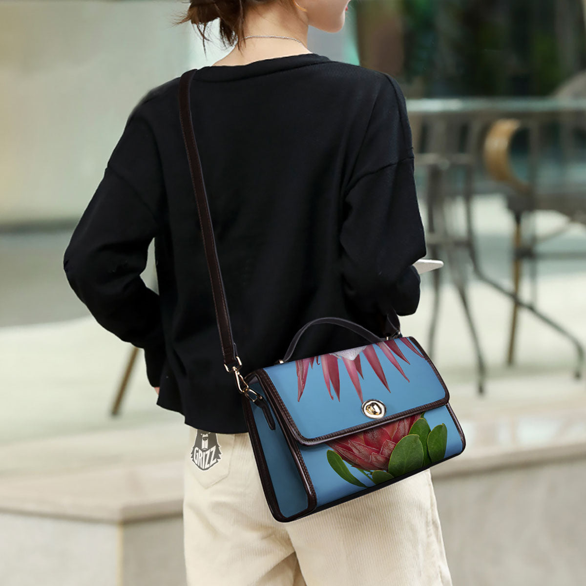 Flower Protea Print Women's Satchel Bag-grizzshop