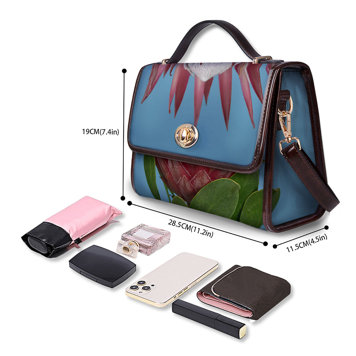 Flower Protea Print Women's Satchel Bag-grizzshop