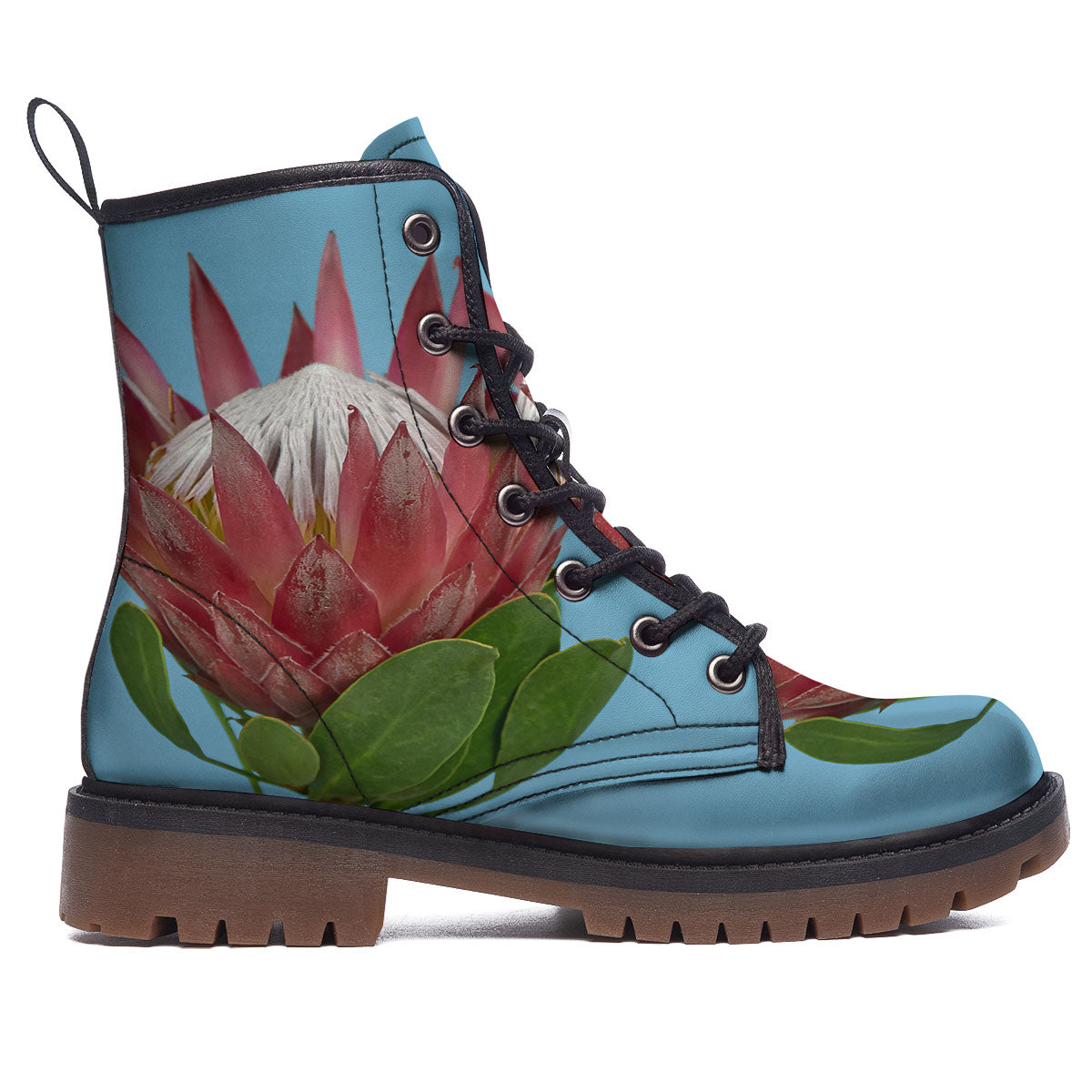 Flower Protea Print Work Boots-grizzshop