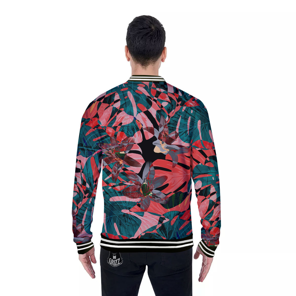 Flower Psychedelic Hawaiian Print Baseball Jacket-grizzshop