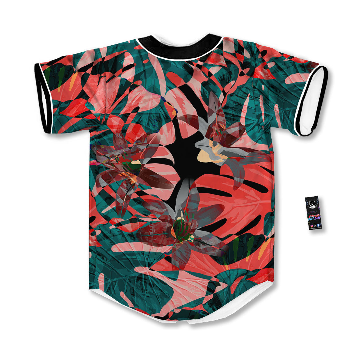 Flower Psychedelic Hawaiian Print Baseball Jersey-grizzshop
