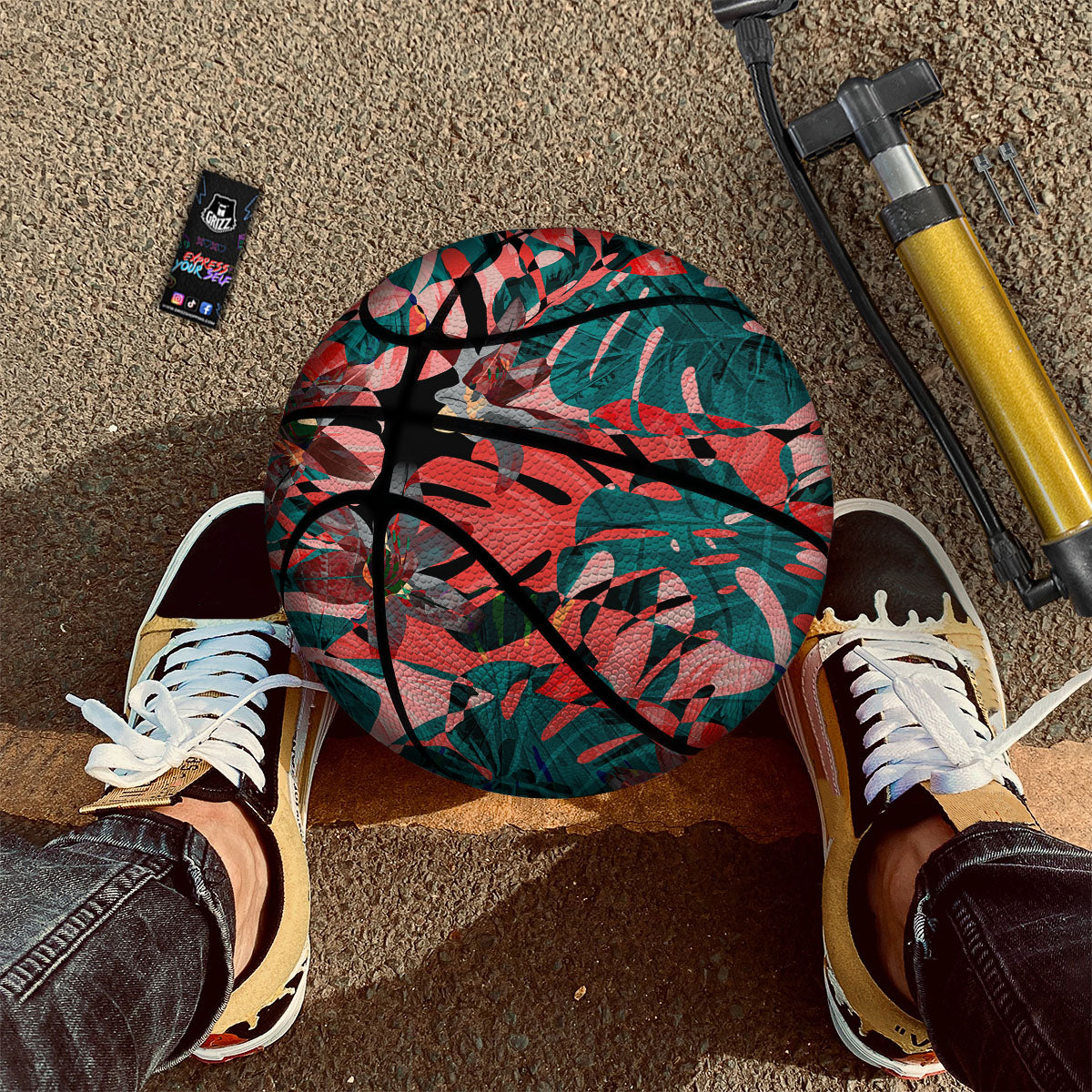 Flower Psychedelic Hawaiian Print Basketball-grizzshop