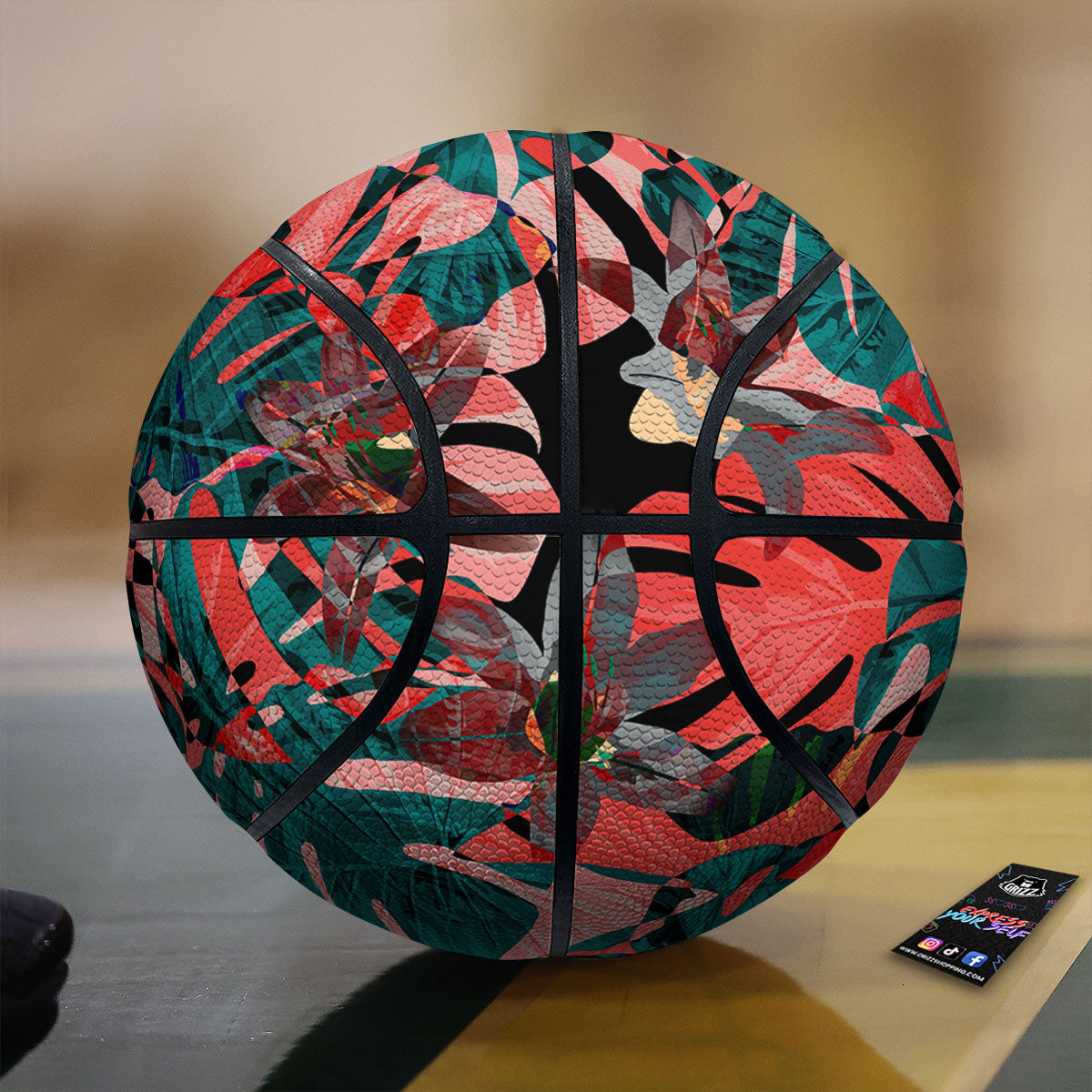 Flower Psychedelic Hawaiian Print Basketball-grizzshop