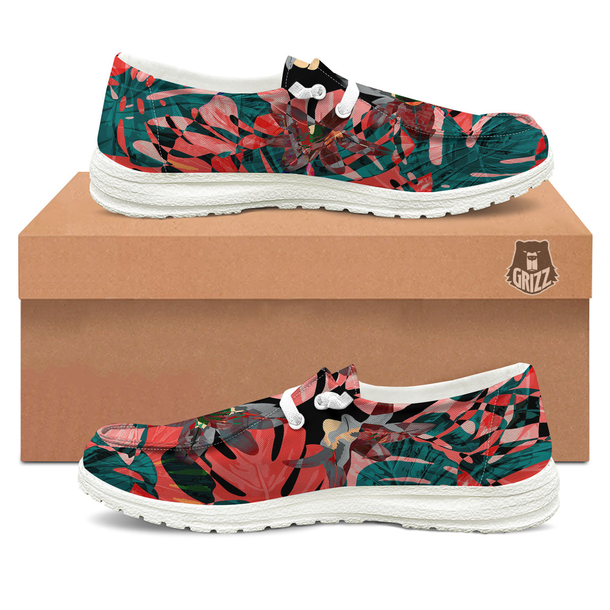 Flower Psychedelic Hawaiian Print Black Loafers-grizzshop