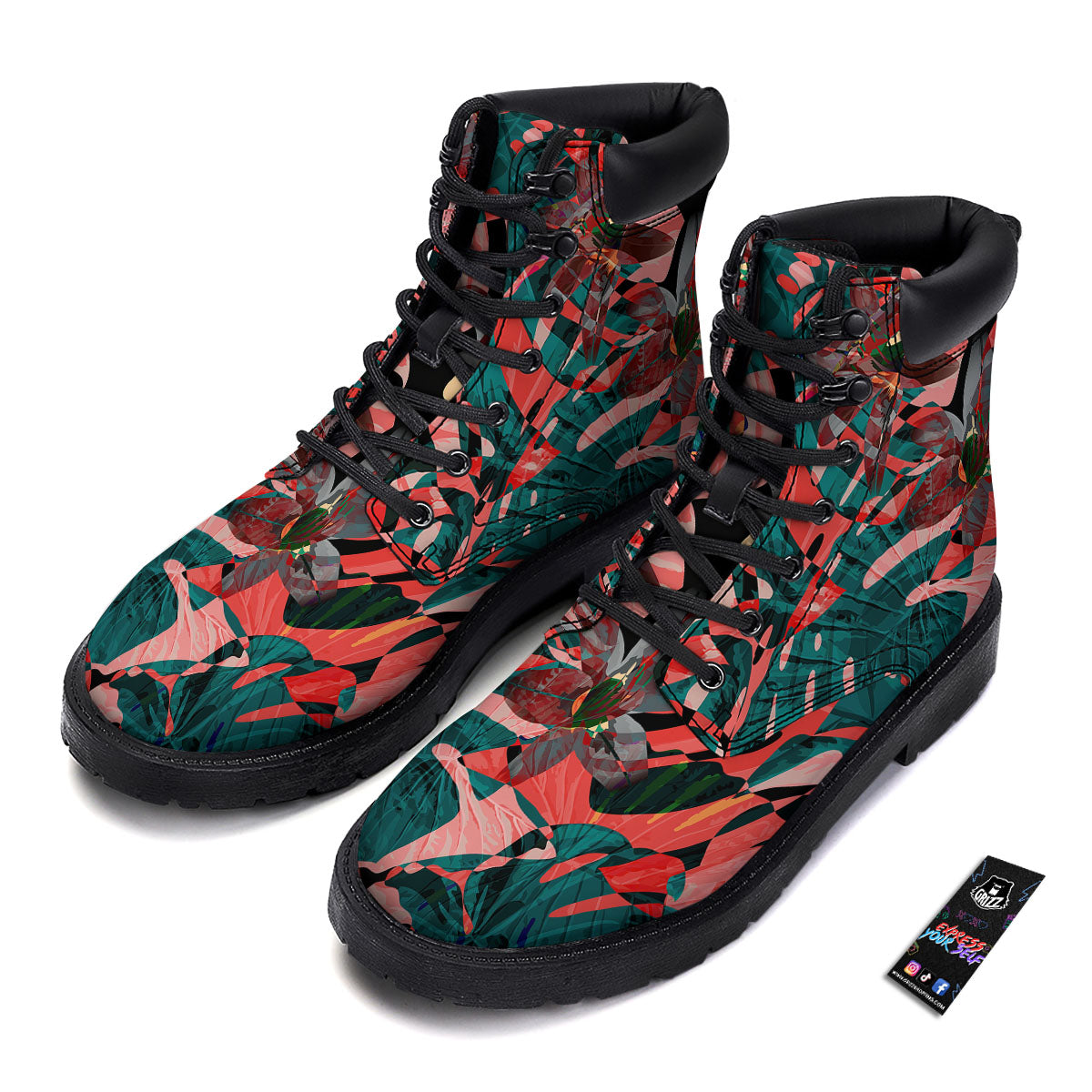 Flower Psychedelic Hawaiian Print Boots-grizzshop