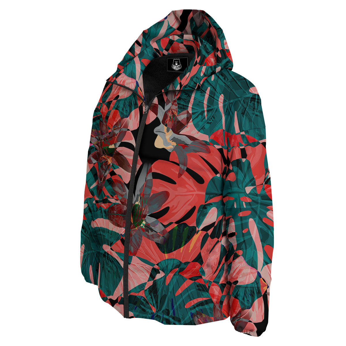 Flower Psychedelic Hawaiian Print Down Jacket-grizzshop