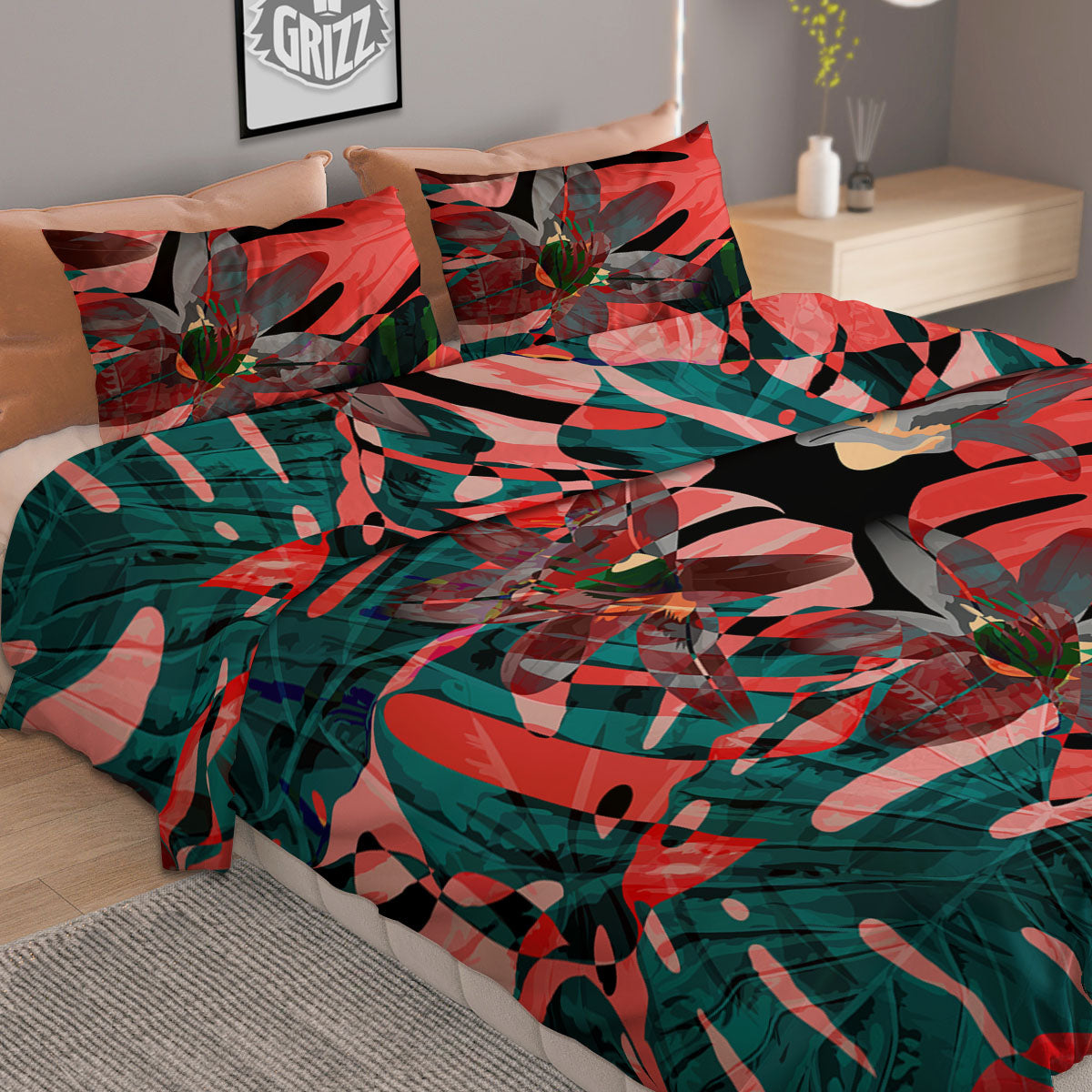 Flower Daisy Watercolor Print Pattern Duvet Cover Bedding Set