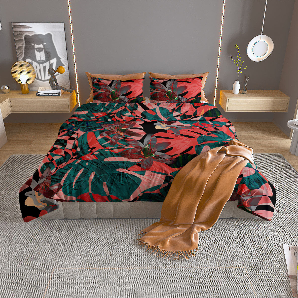 Flower Daisy Watercolor Print Pattern Duvet Cover Bedding Set