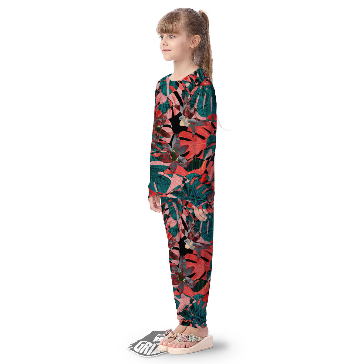 Flower Psychedelic Hawaiian Print Kid's Pajamas-grizzshop