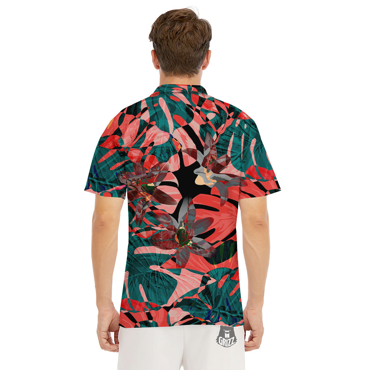 Flower Psychedelic Hawaiian Print Men's Golf Shirts-grizzshop