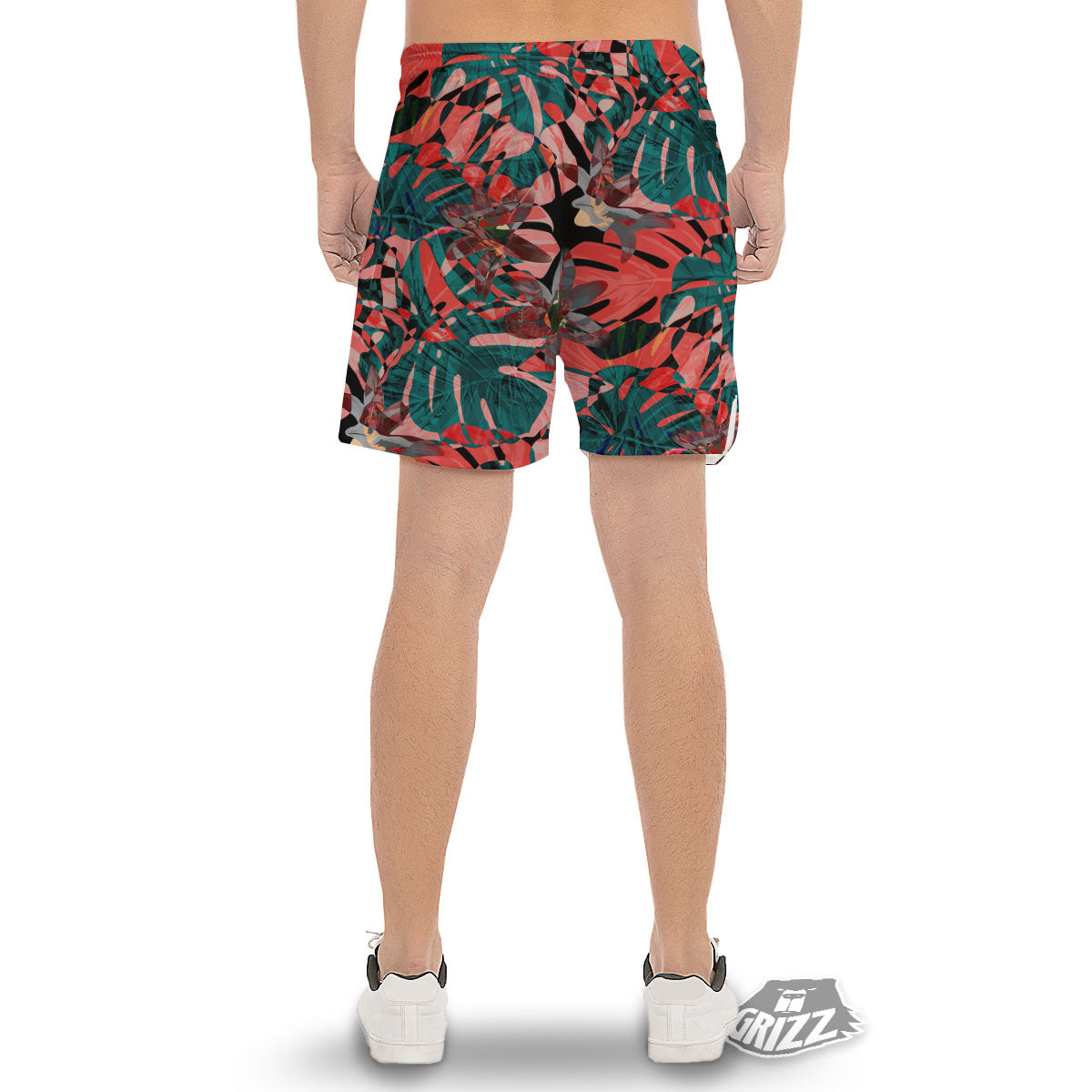 Flower Psychedelic Hawaiian Print Men's Gym Shorts-grizzshop