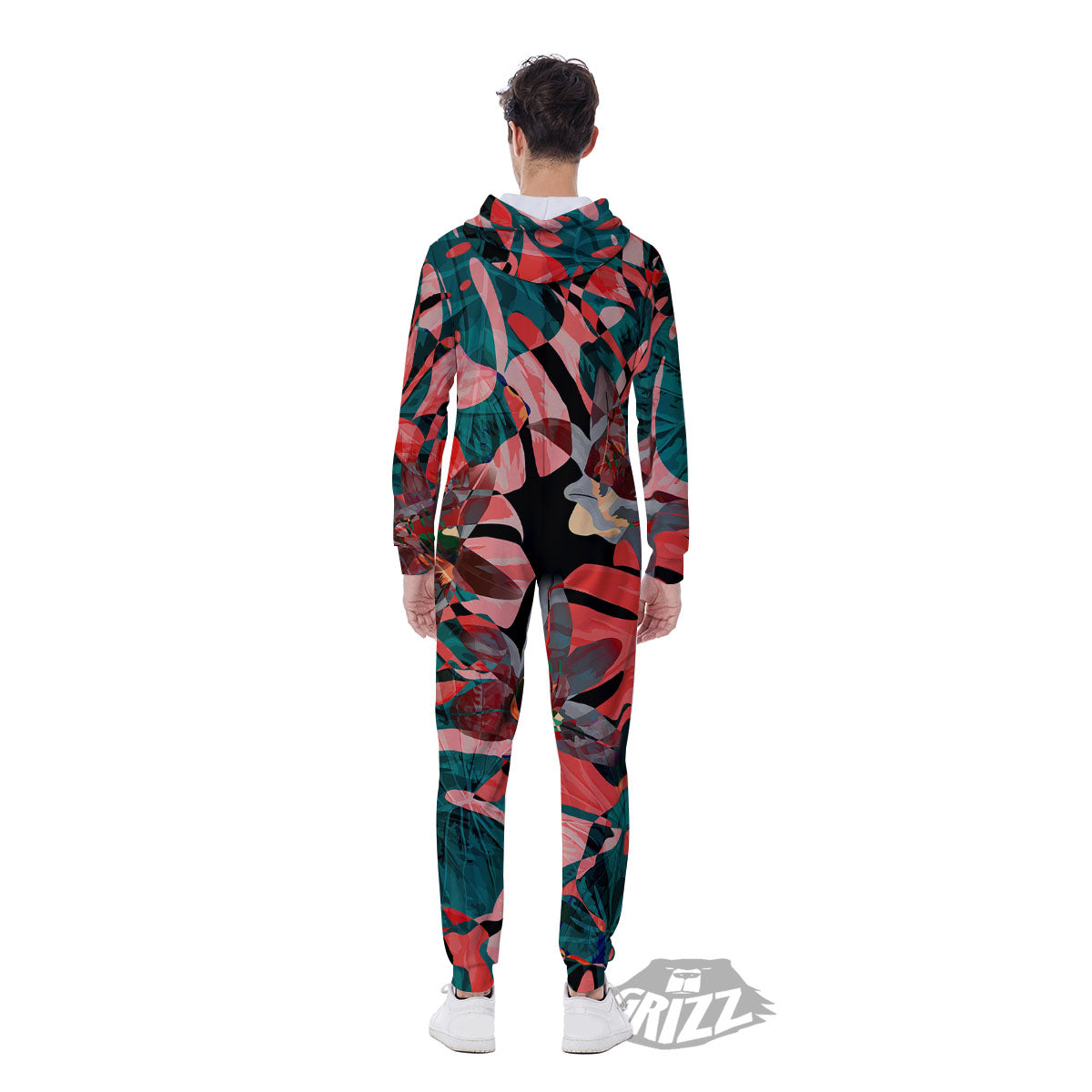 Flower Psychedelic Hawaiian Print Men's Jumpsuit-grizzshop