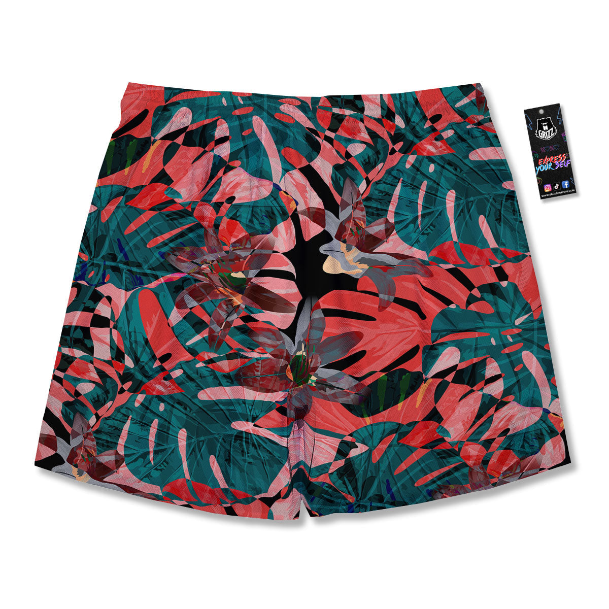Flower Psychedelic Hawaiian Print Men's Running Shorts-grizzshop