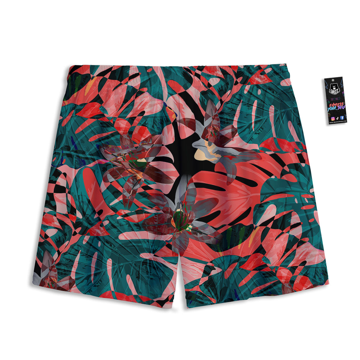 Flower Psychedelic Hawaiian Print Mesh Shorts