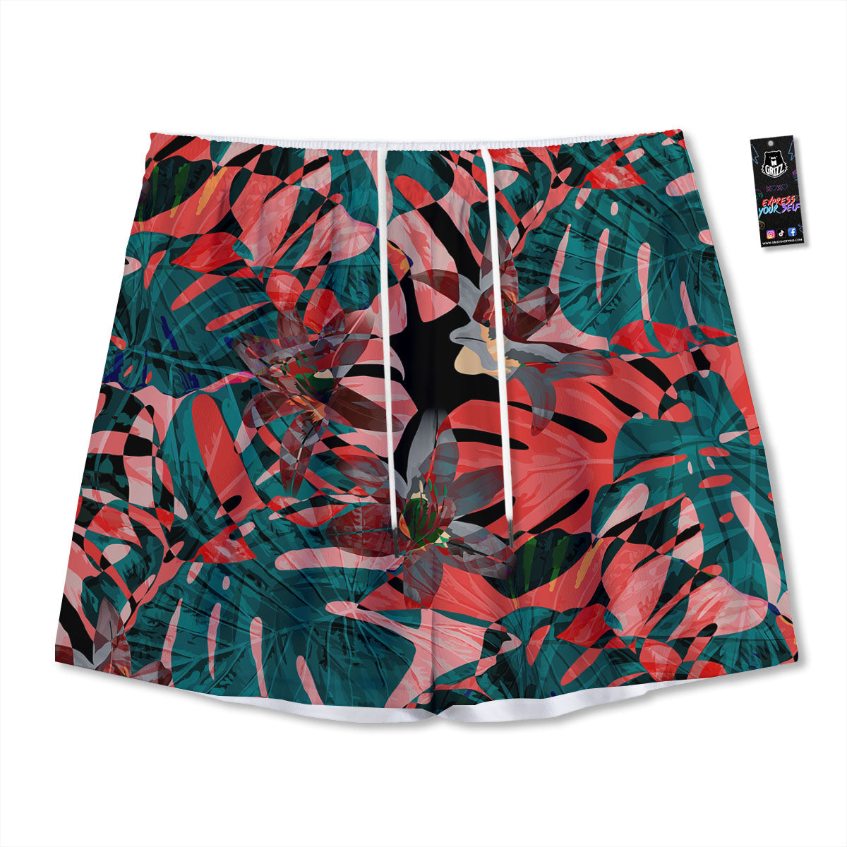 Flower Psychedelic Hawaiian Print Mesh Shorts