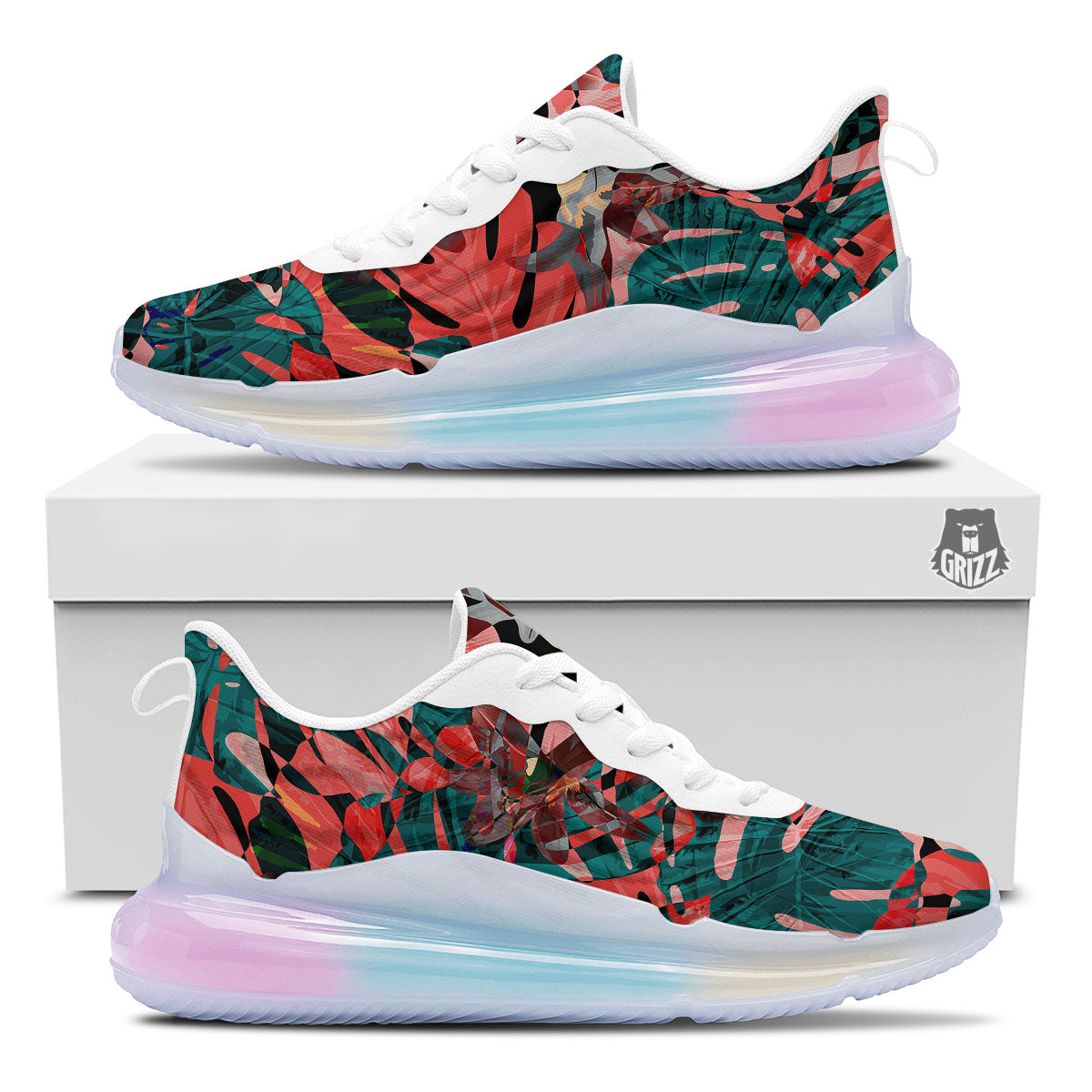 Flower Psychedelic Hawaiian Print Running Sneakers-grizzshop