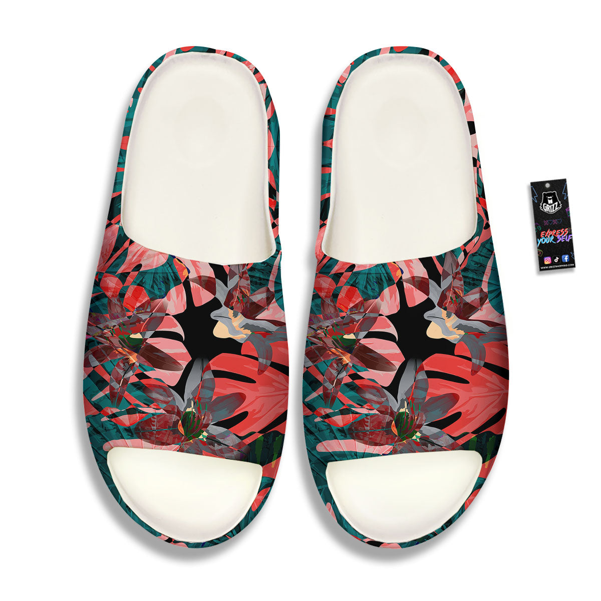 Flower Psychedelic Hawaiian Print Sandals-grizzshop