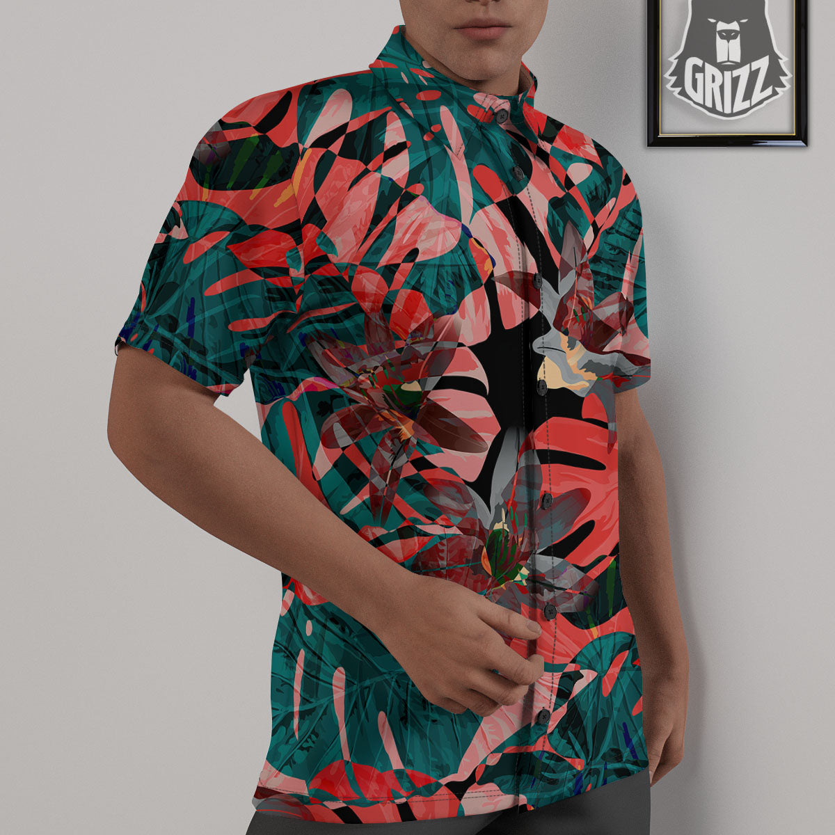 Flower Psychedelic Hawaiian Print Untucked Shirts-grizzshop