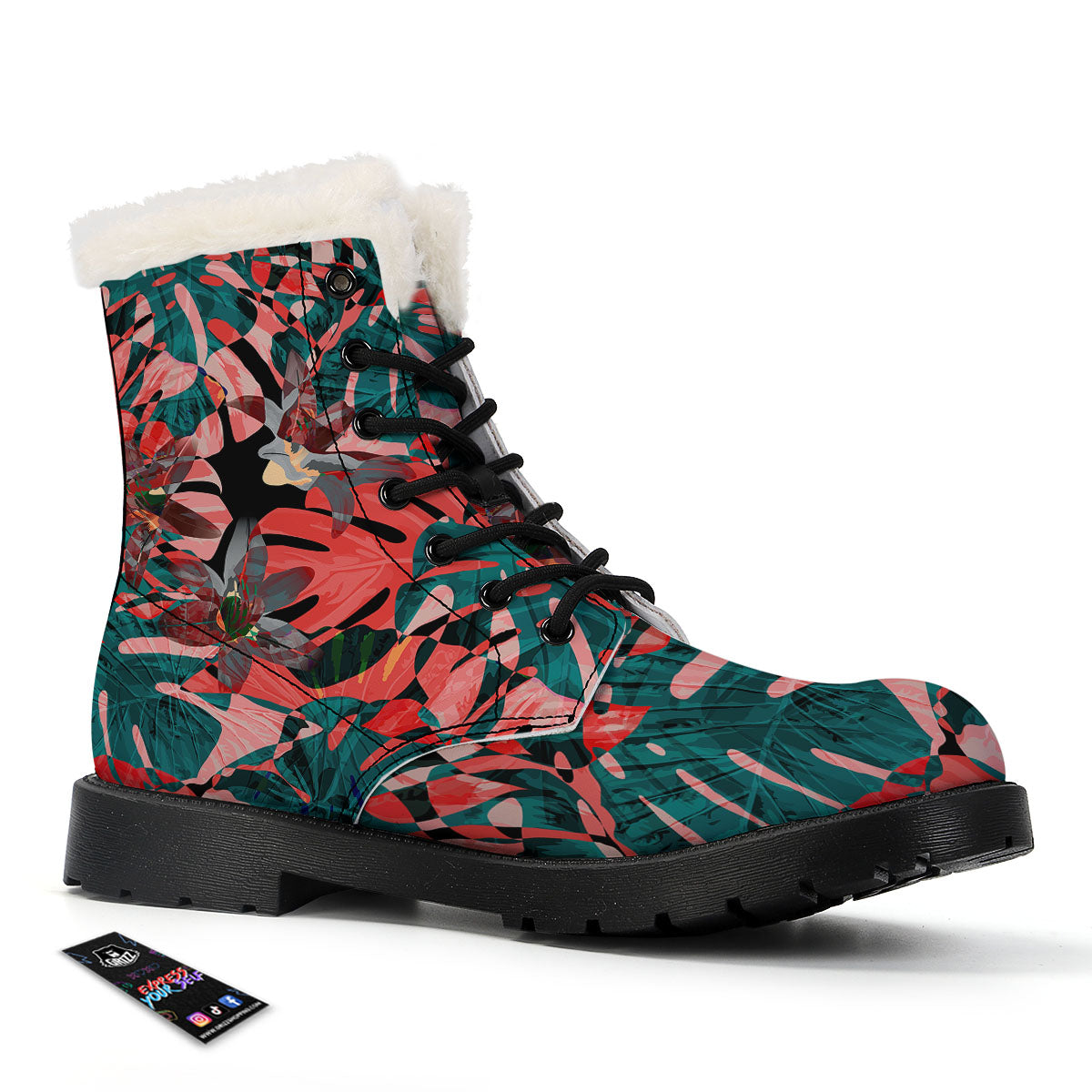 Flower Psychedelic Hawaiian Print Winter Boots-grizzshop