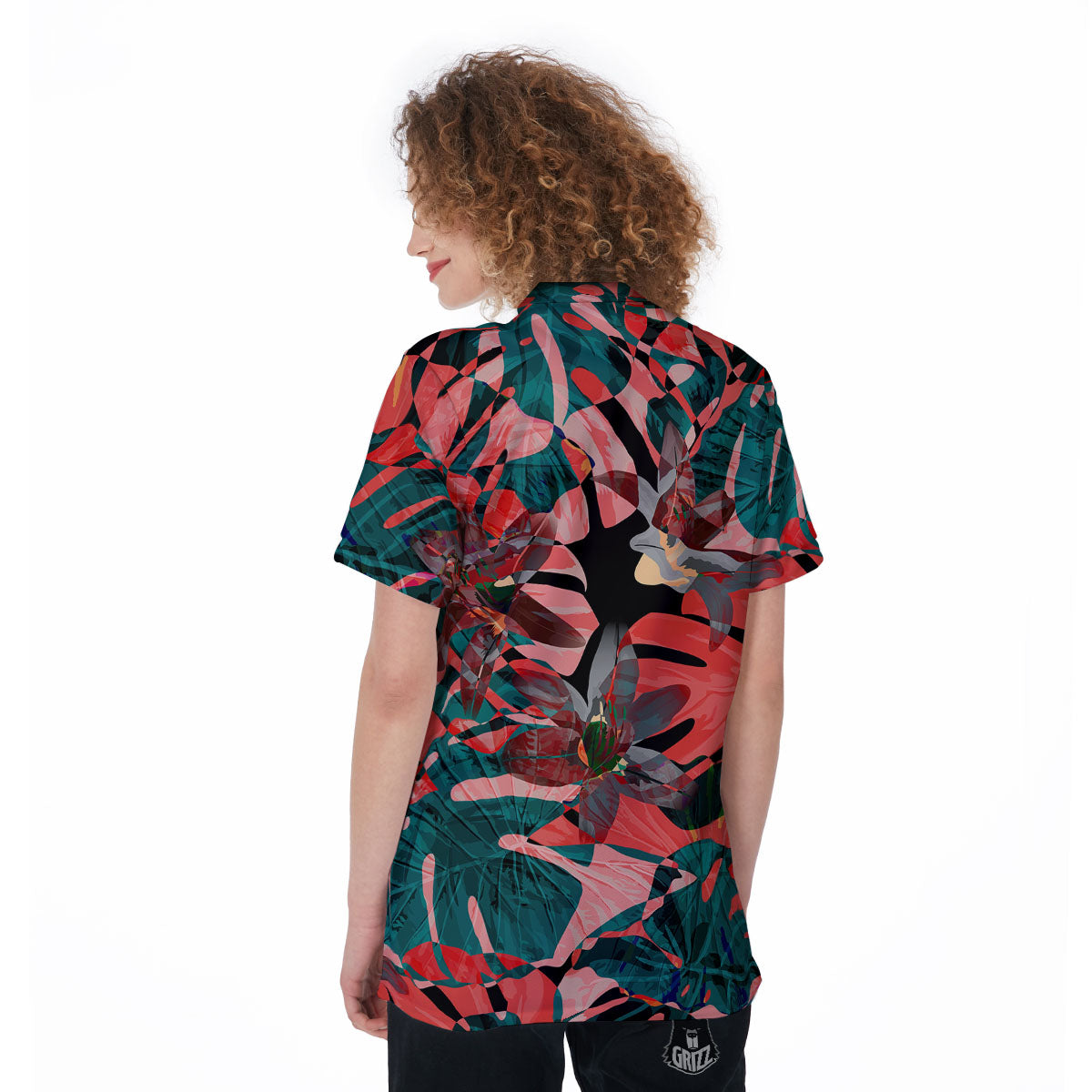 Flower Psychedelic Hawaiian Print Women's Golf Shirts-grizzshop