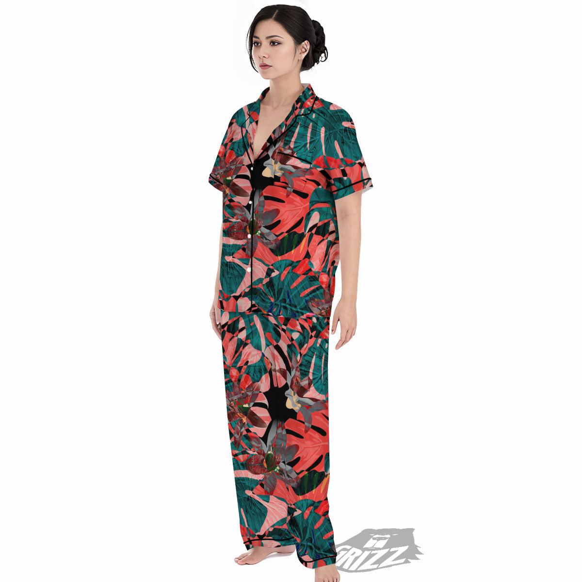 Flower Psychedelic Hawaiian Print Women's Pajamas Set-grizzshop