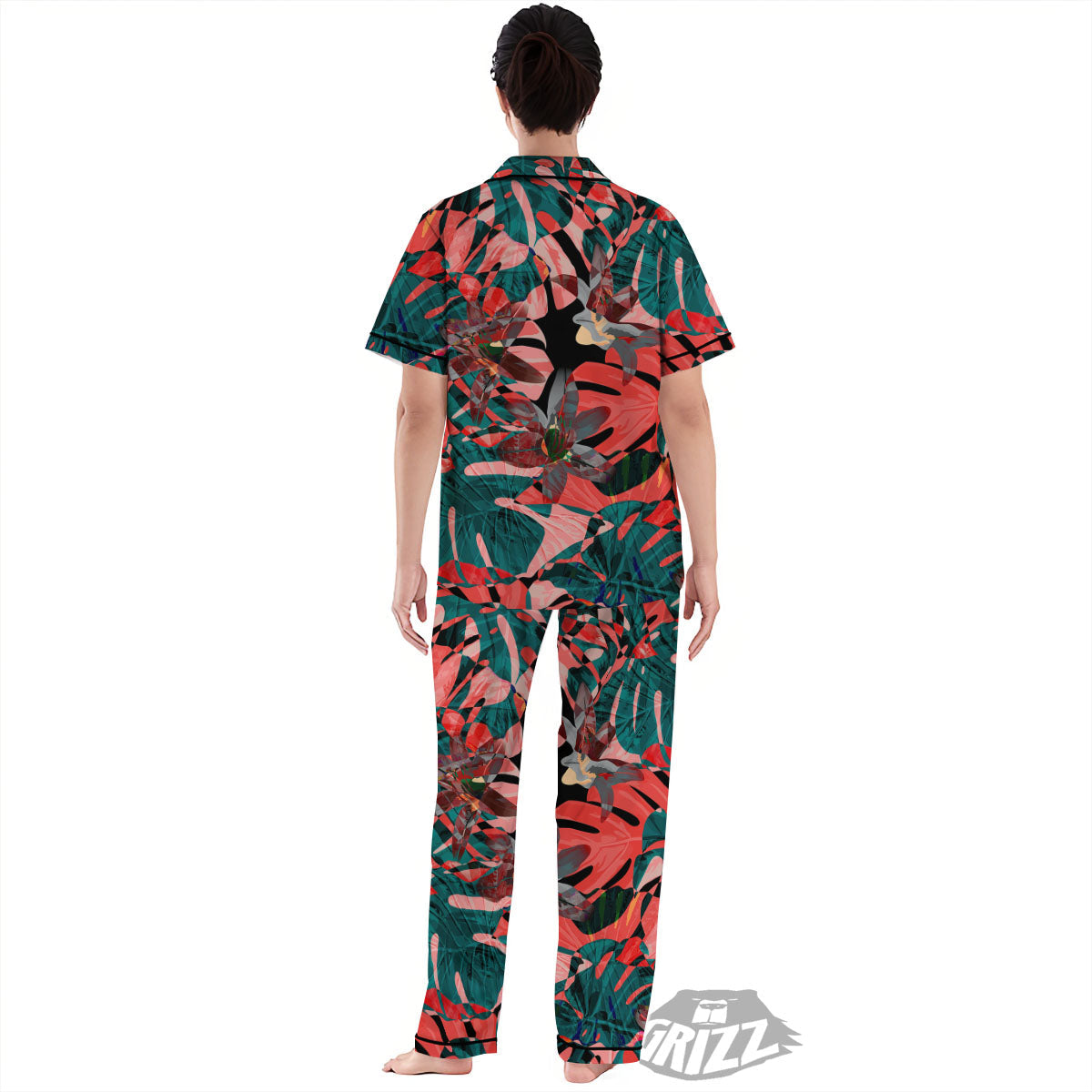 Flower Psychedelic Hawaiian Print Women's Pajamas Set-grizzshop