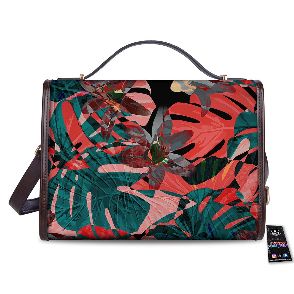 Flower Psychedelic Hawaiian Print Women's Satchel Bag-grizzshop
