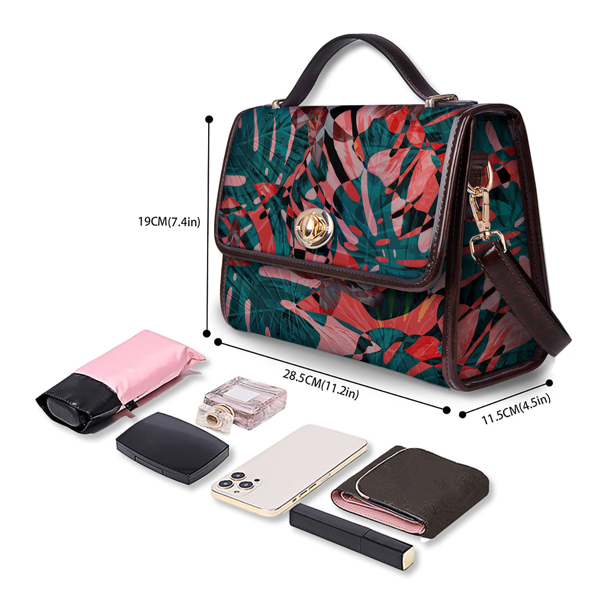 Flower Psychedelic Hawaiian Print Women's Satchel Bag-grizzshop