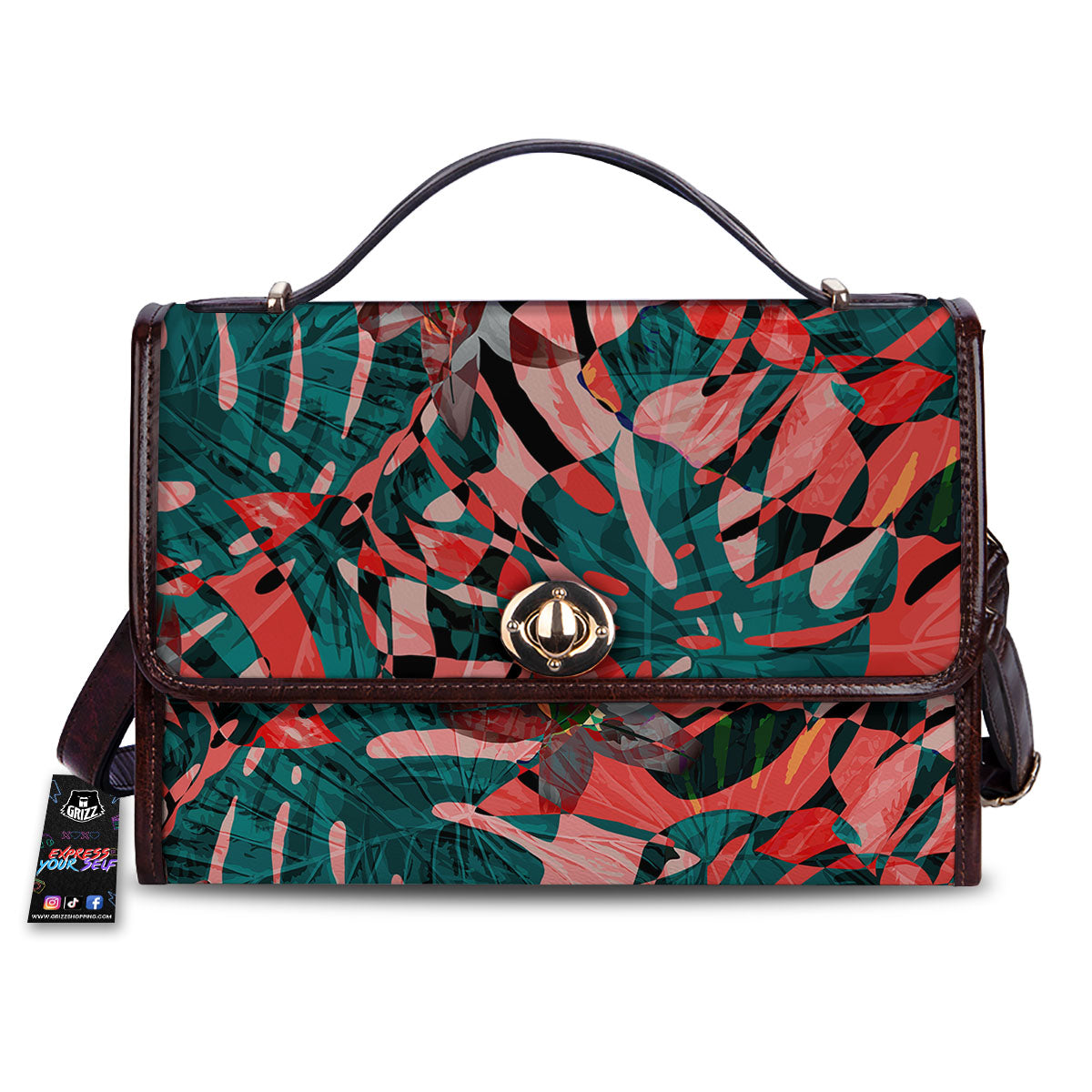 Flower Psychedelic Hawaiian Print Women's Satchel Bag-grizzshop