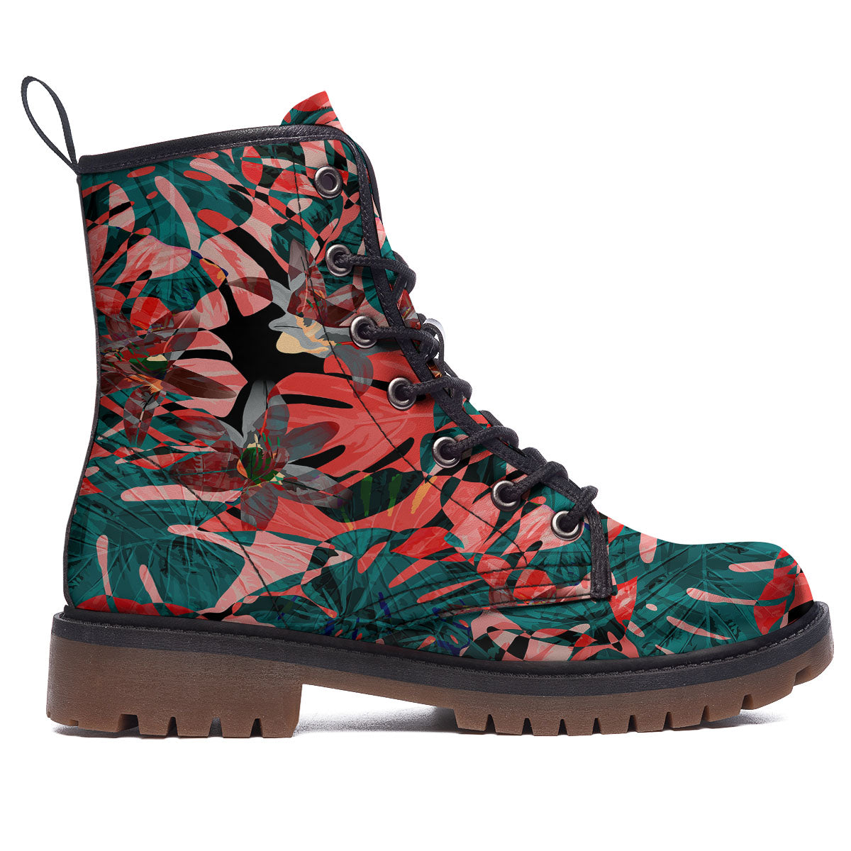 Flower Psychedelic Hawaiian Print Work Boots-grizzshop