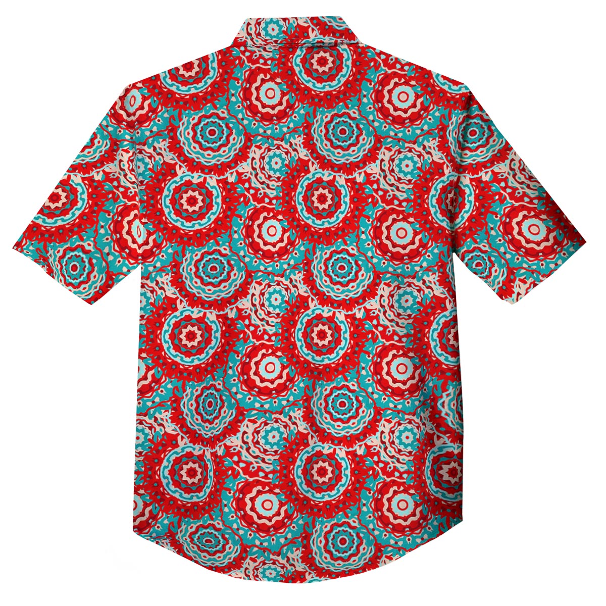 Flower Red Boho Print Pattern Button Up Shirt-grizzshop
