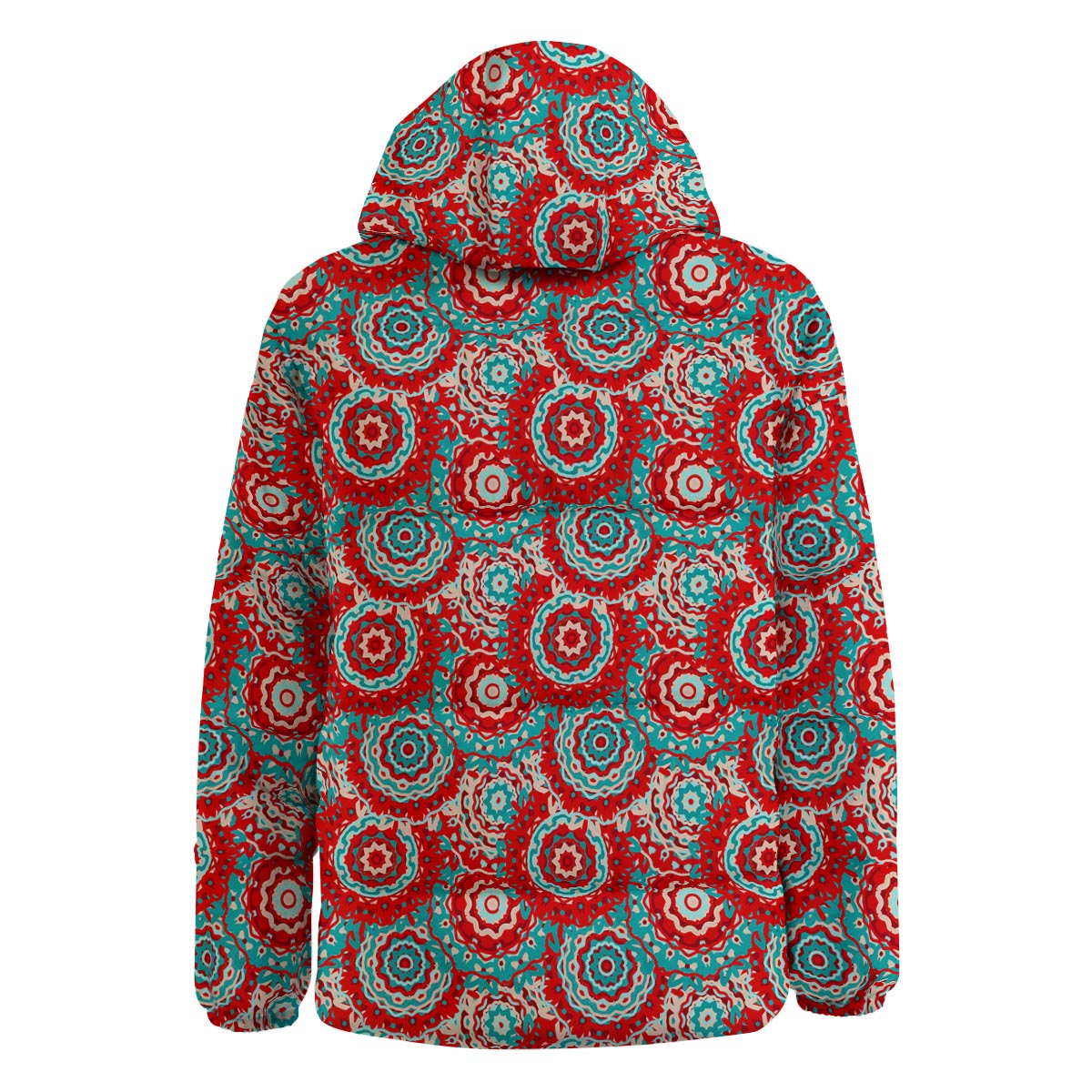 Flower Red Boho Print Pattern Down Jacket-grizzshop