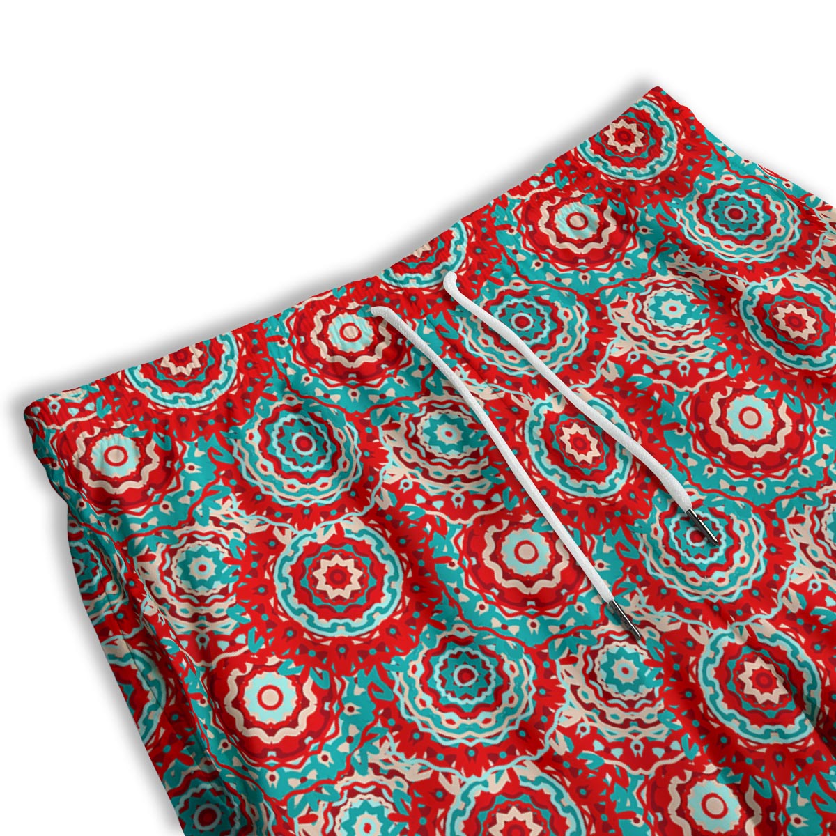 Flower Red Boho Print Pattern Men's Athletic Shorts-grizzshop