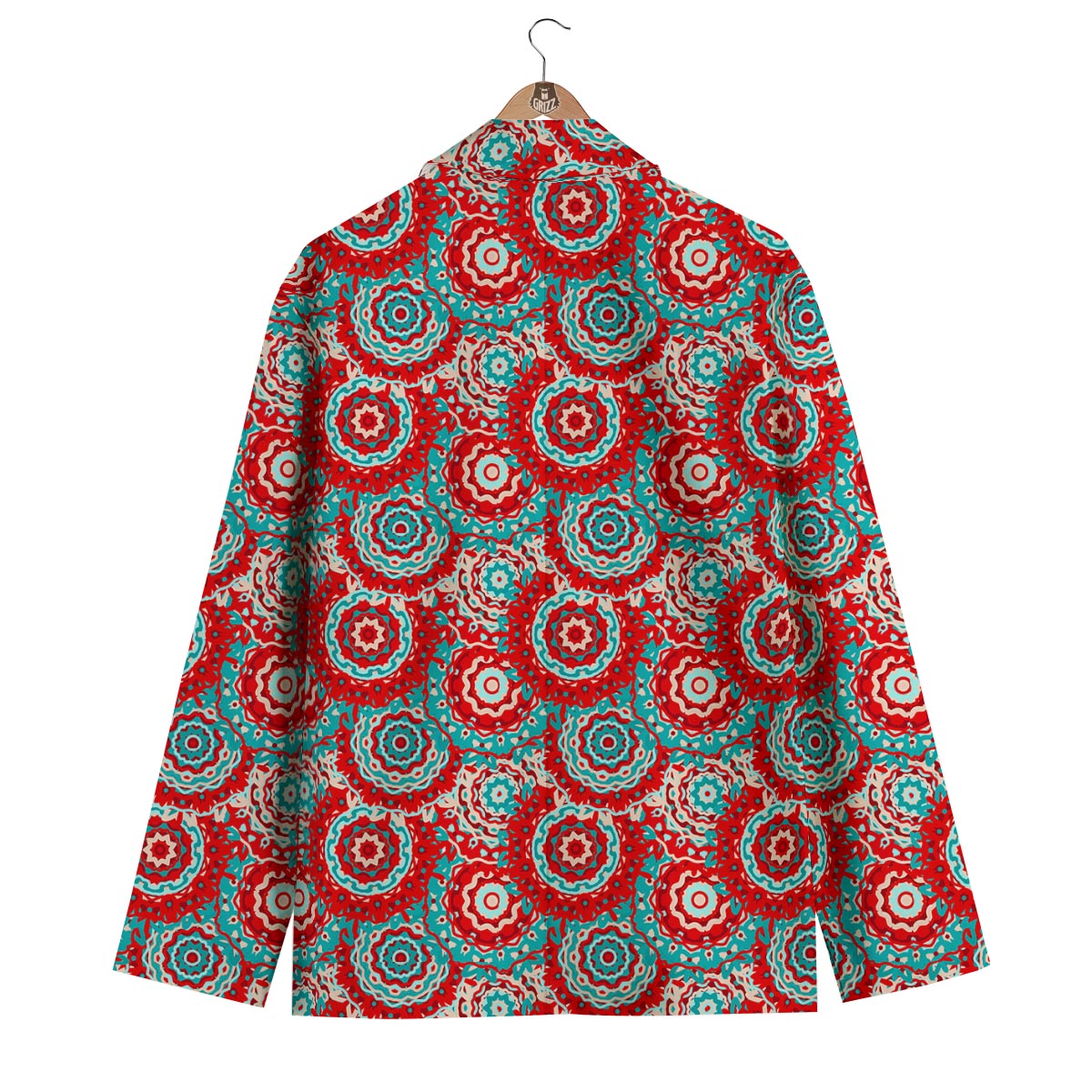 Flower Red Boho Print Pattern Men's Blazer-grizzshop