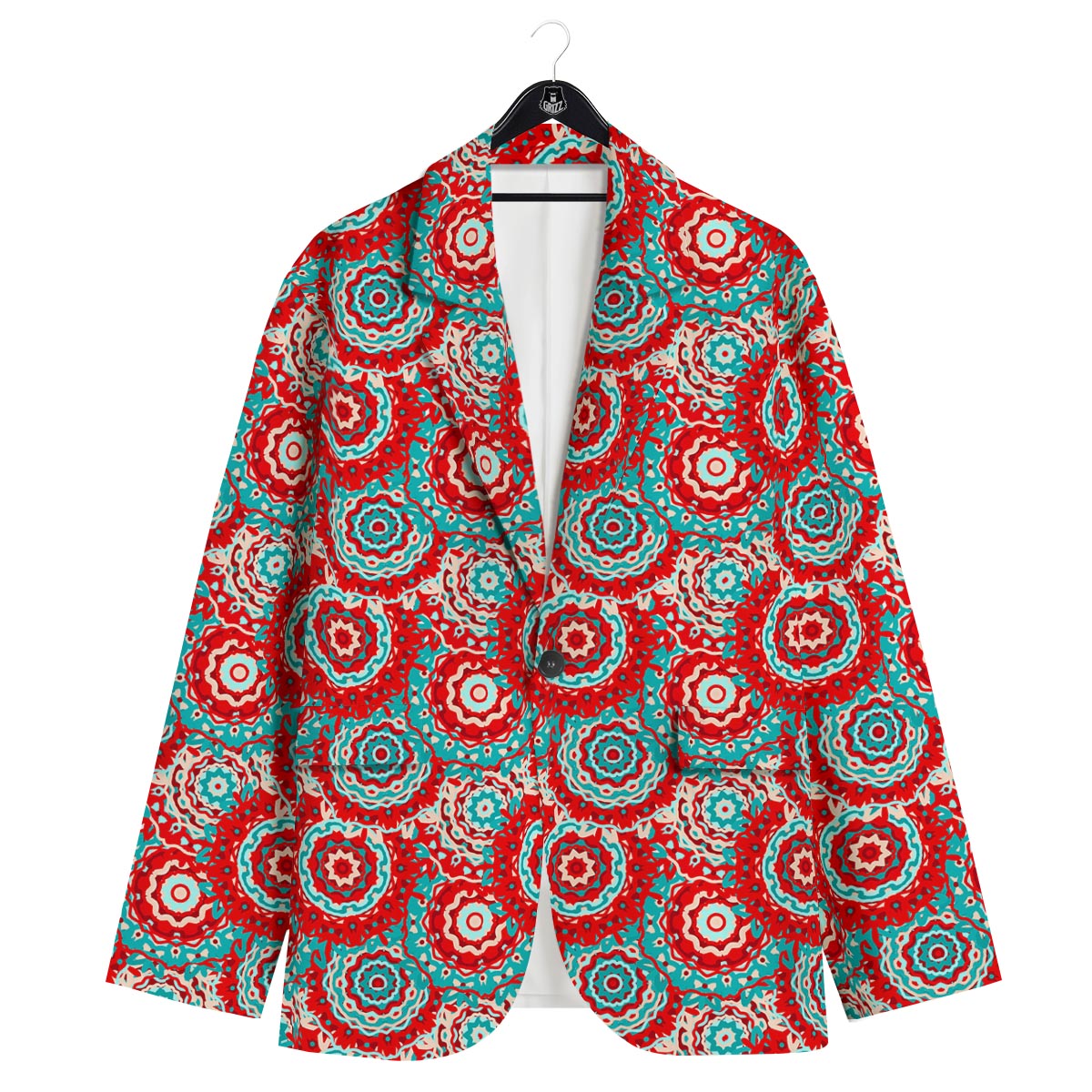Flower Red Boho Print Pattern Men's Sport Coat-grizzshop