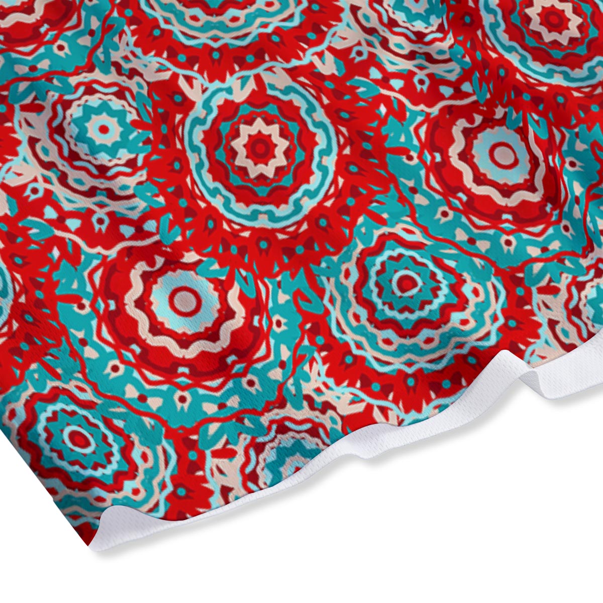 Flower Red Boho Print Pattern Mesh Shorts-grizzshop