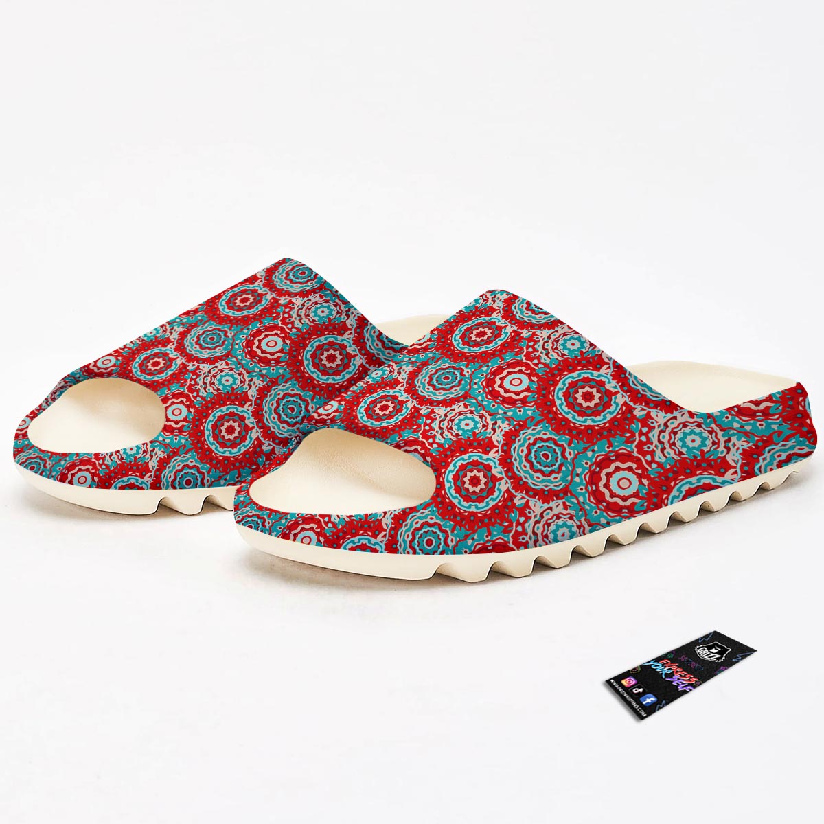 Flower Red Boho Print Pattern Sandals-grizzshop