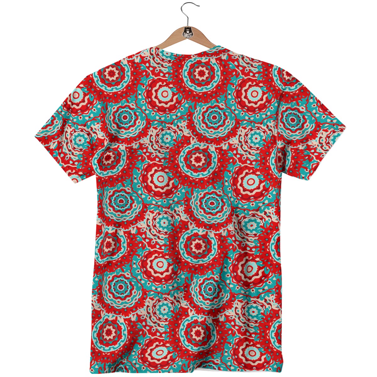 Flower Red Boho Print Pattern T-Shirt-grizzshop