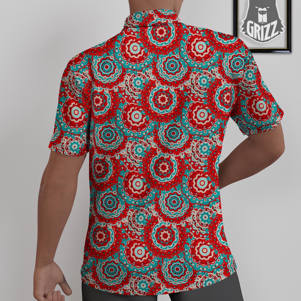 Flower Red Boho Print Pattern Untucked Shirts-grizzshop