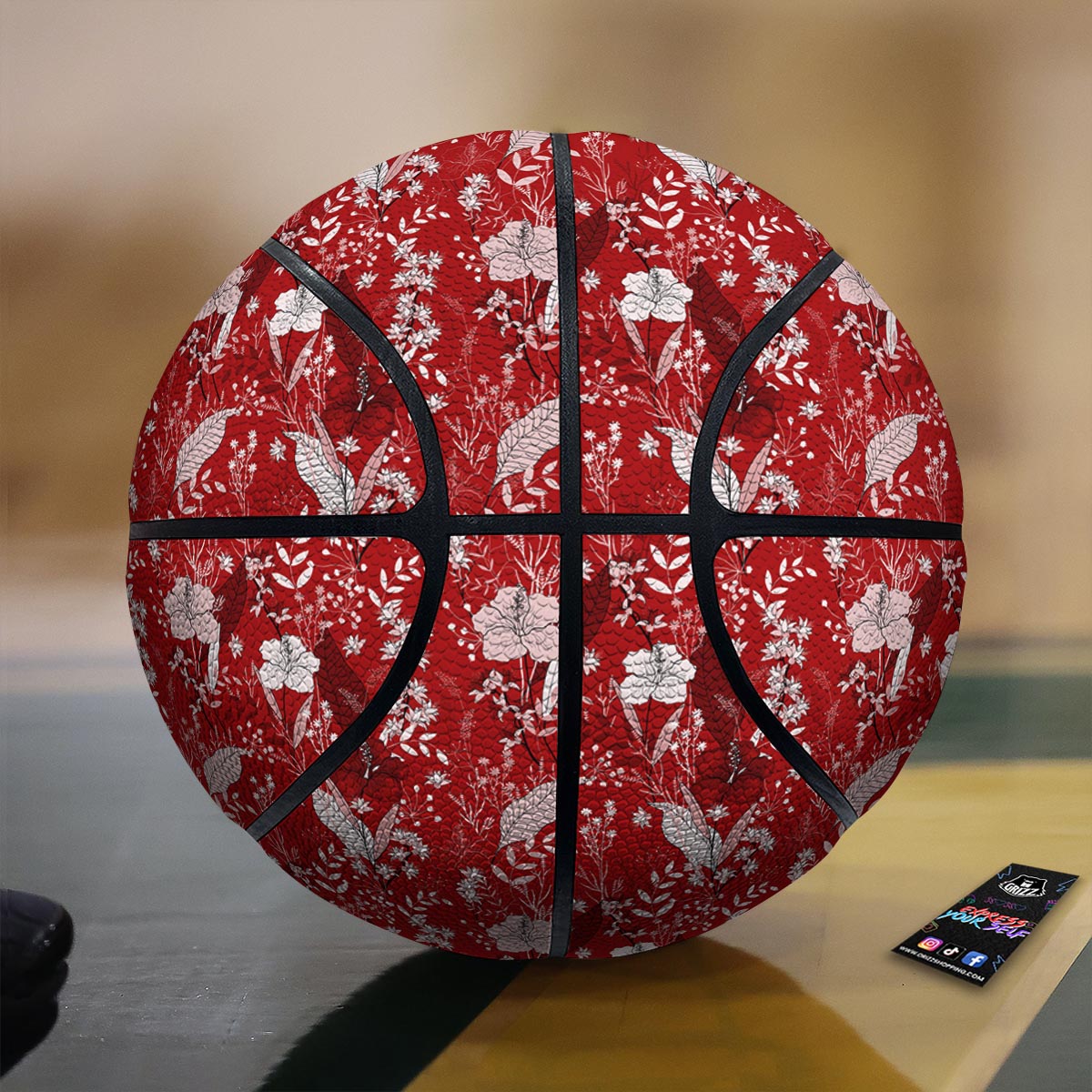 Flower Red Japanese Print Pattern Basketball-grizzshop