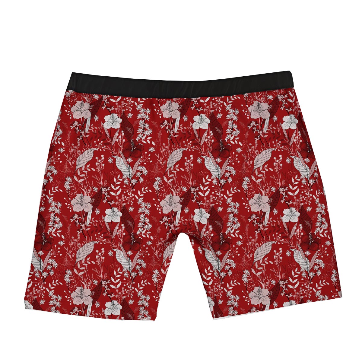 Flower Red Japanese Print Pattern Boxer Briefs-grizzshop