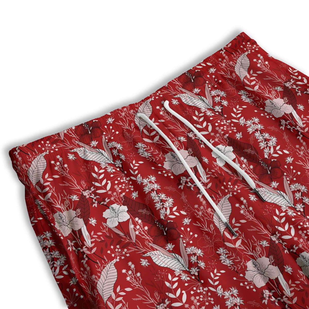 Flower Red Japanese Print Pattern Men's Athletic Shorts