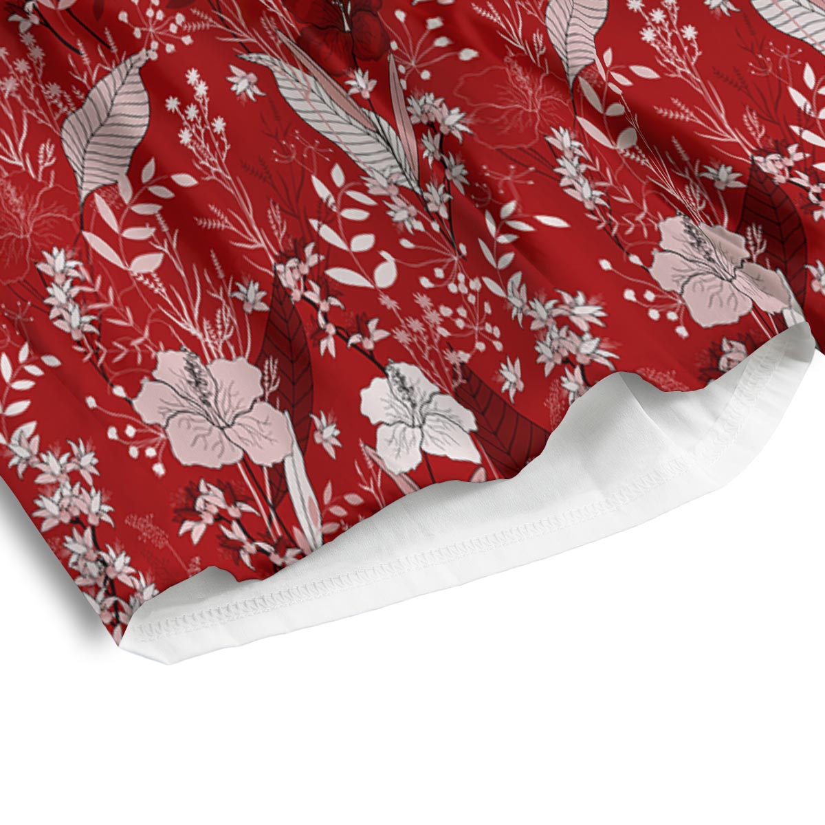 Flower Red Japanese Print Pattern Men's Athletic Shorts