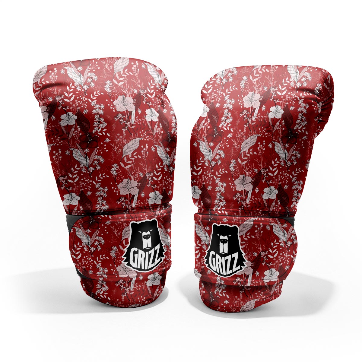 Flower Red Japanese Print Pattern Pro Boxing Glove
