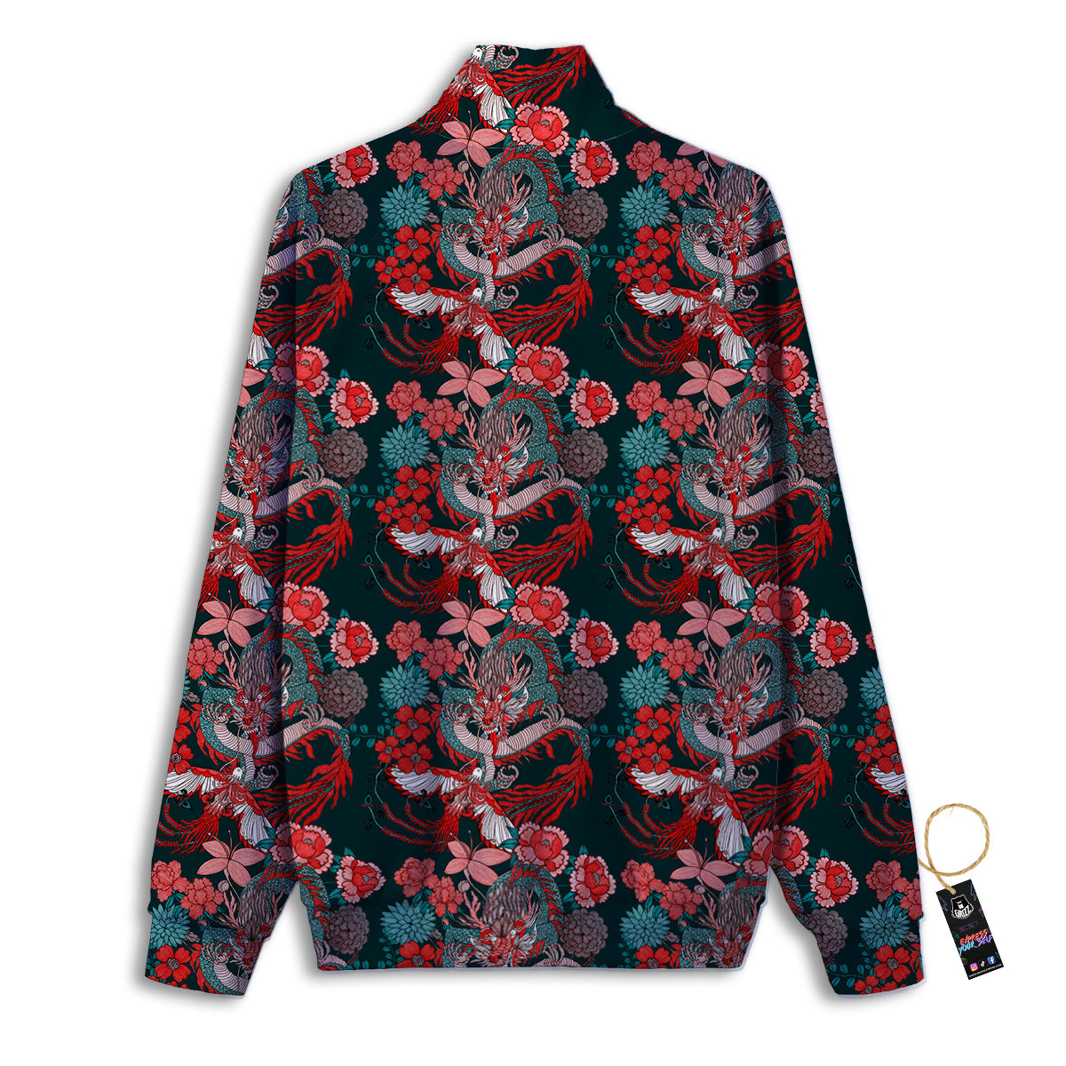 Flower Red Japanese Print Pattern Track Jacket-grizzshop