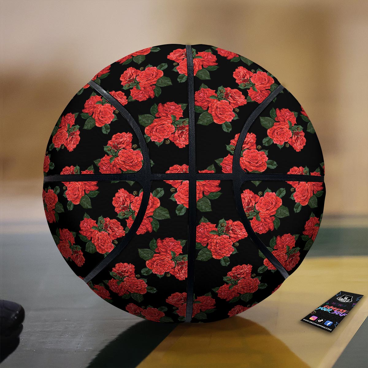 Flower Red Rose Print Pattern Basketball-grizzshop