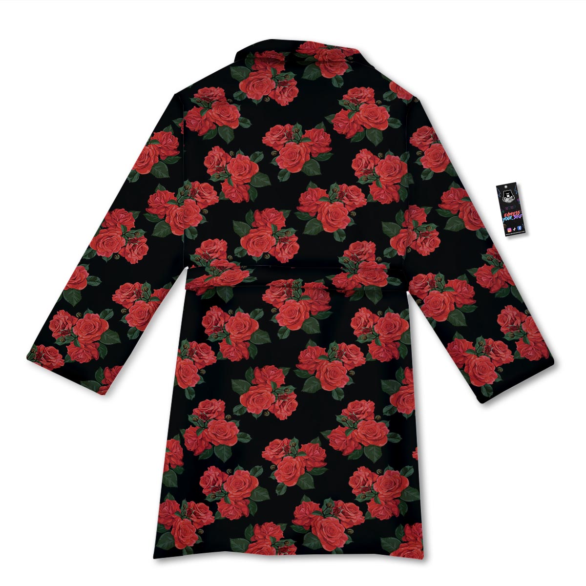 Flower Red Rose Print Pattern Bathrobe-grizzshop