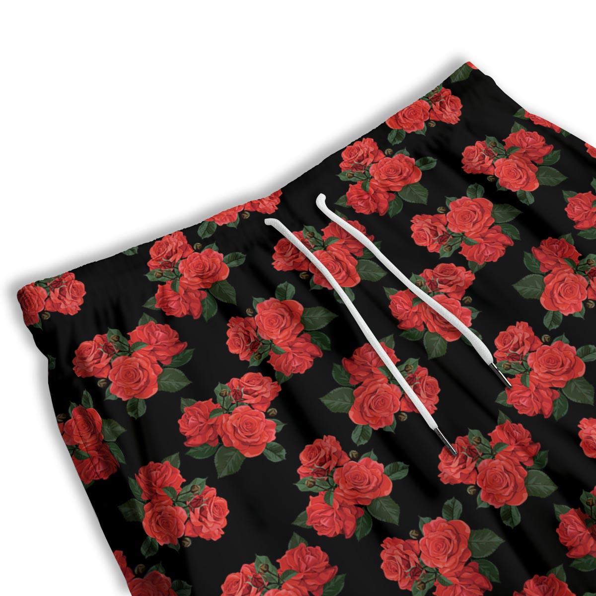 Flower Red Rose Print Pattern Men's Athletic Shorts