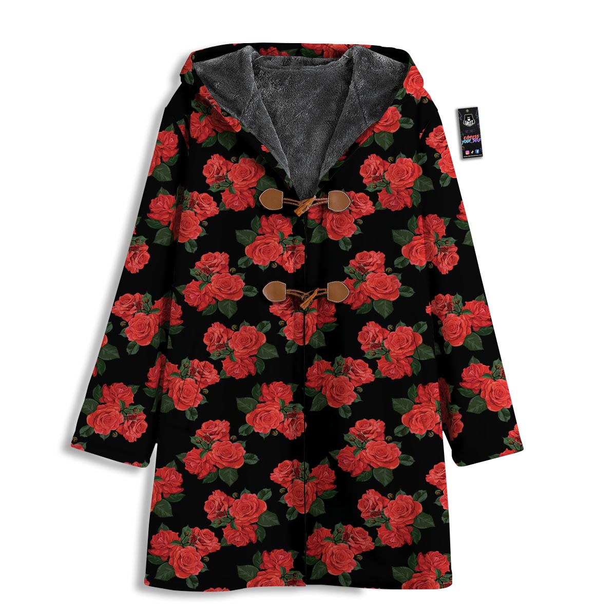 Flower Red Rose Print Pattern Men's Windbreaker Jacket-grizzshop
